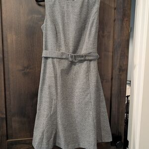 Ann Taylor Heather Gray Midi Dress with Belt